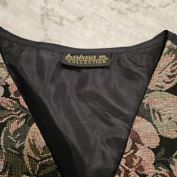 Barba Floral Tapestry Vest - Black, Pink, Green - Picture 5 of 7